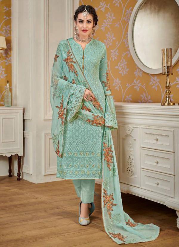 Eba Lifestyle Hurma Vol 12 Faux Georgette With Heavy Embroidery Work Top And Dupatta salwar Suit